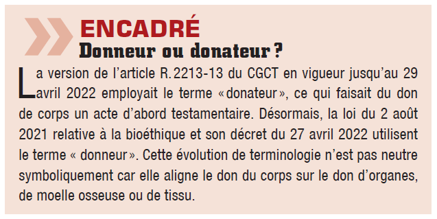 Article - Le don de corps à des fins d'enseignement médical et de  recherche, le nouveau cadre juridique - CNEH