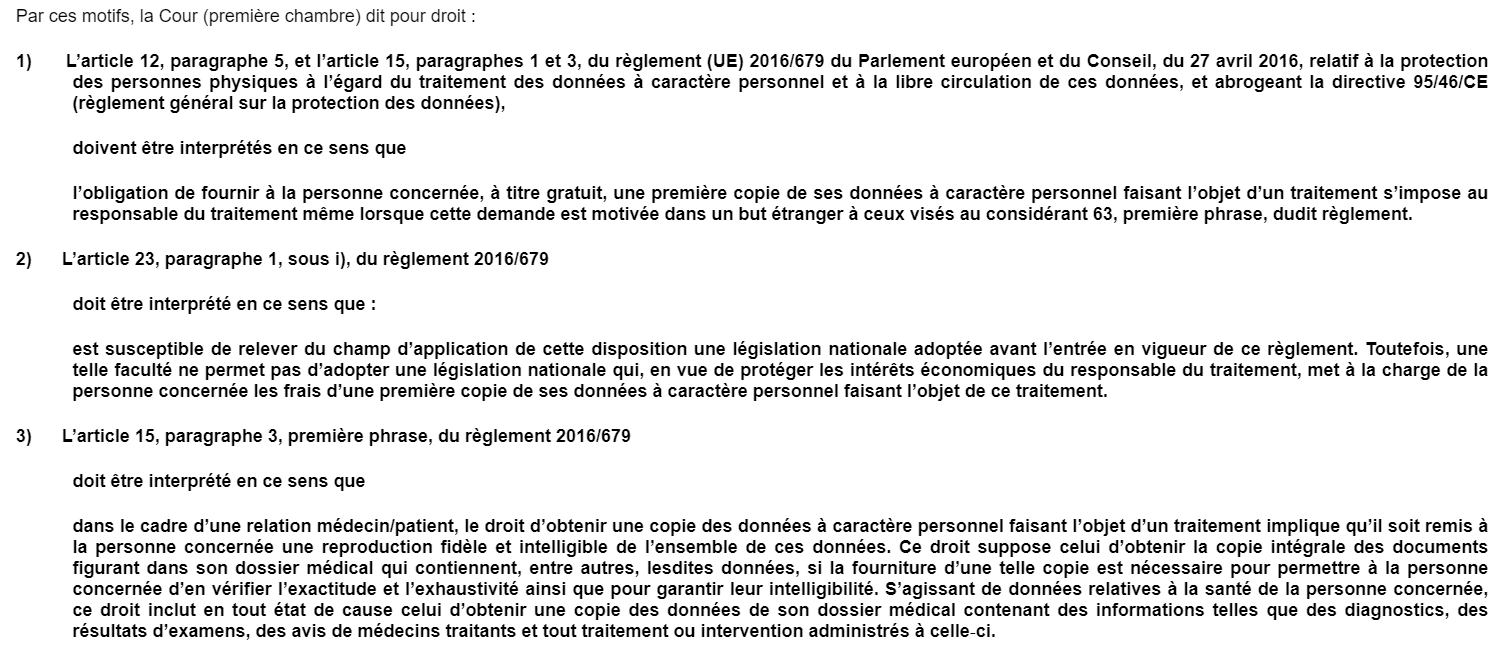 Note de jurisprudence - Un patient a le droit d’obtenir gratuitement